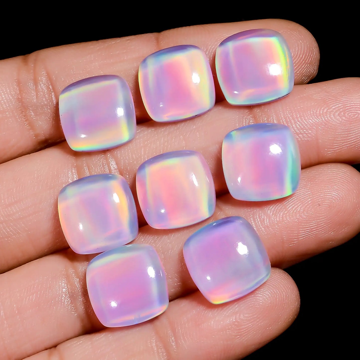 Mind Blowing Top Grade Quality Doublet Aurora Opal Cushion Cabochon Gemstone 8 Pcs Lot For Making Jewelry 44 Ct 11X11X4 mm V-7691