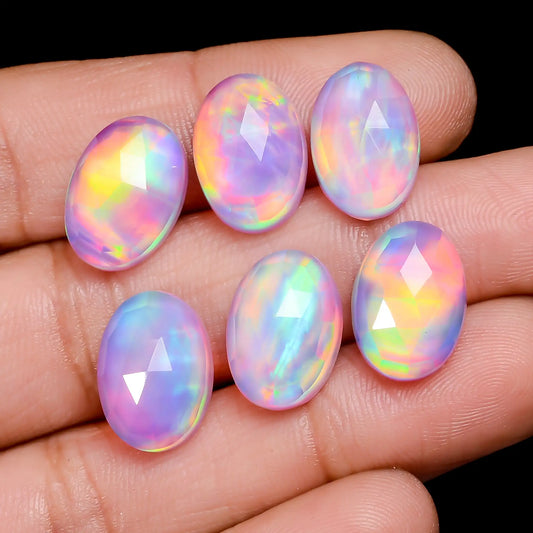 Wonderful Top Grade Quality Doublet Aurora Opal Oval Shape Faceted Gemstone 6 Pcs Lot For Making Jewelry 34.5 Ct 13X9X4 mm V-7703