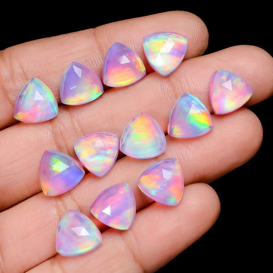 Amazing Top Grade Quality Doublet Aurora Opal Trillion Shape Faceted Gemstone 12 Pcs Lot For Making Jewelry 39 Ct 9X9X4 mm V-7704