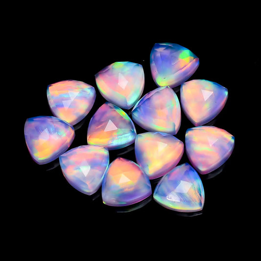 Amazing Top Grade Quality Doublet Aurora Opal Trillion Shape Faceted Gemstone 12 Pcs Lot For Making Jewelry 39 Ct 9X9X4 mm V-7704