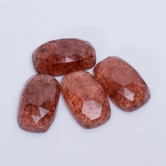 Fabulous Top Grade Quality 100% Natural Pink Strawberry Quartz Radiant Shape Faceted Gemstone 4 Pcs For Making Jewelry 46.5 Ct. 19X11X4 mm V-7713