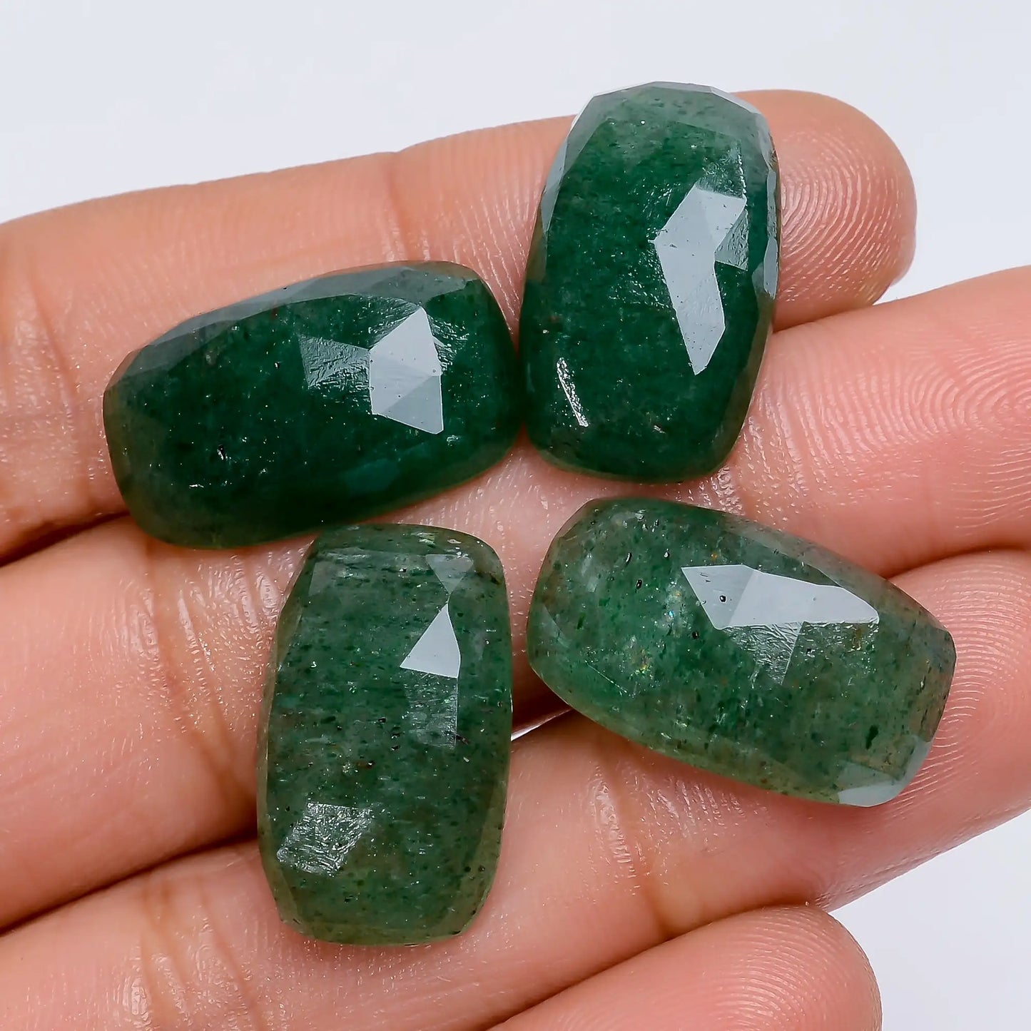 Fantastic Top Grade Quality 100% Natural Green Strawberry Quartz Radiant Shape Faceted Gemstone 4 Pcs For Making Jewelry 51 Ct. 19X11X5 mm V-7714