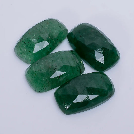 Green Aventurine Radiant Shape Faceted Loose Gemstone 4 Pcs Lot Natural 51 Ct. 19X11X5 mm V-7714