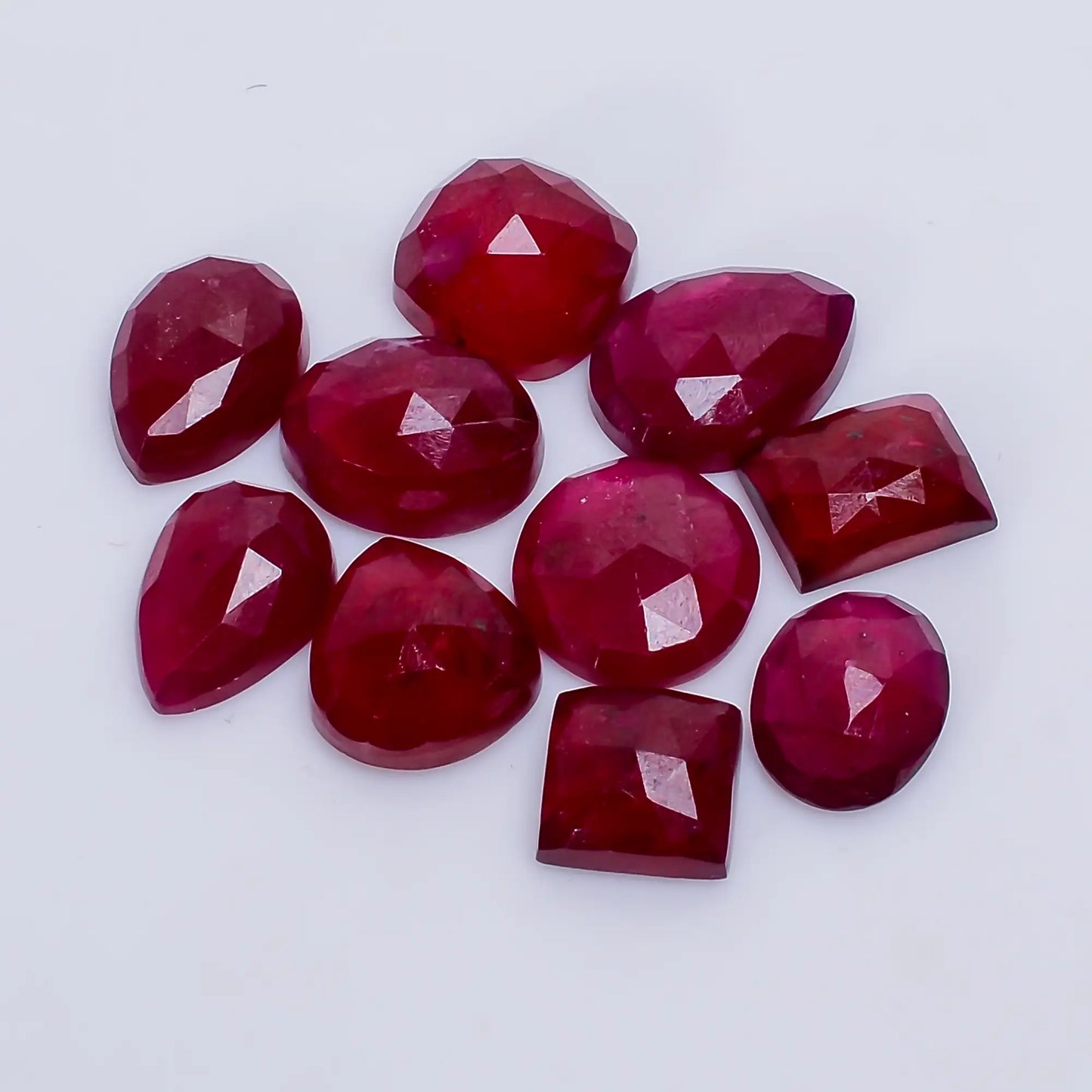 Immaculate Top Grade Quality Thailand Pink Ruby Mix Shape Faceted Loose Gemstone 10 Pcs Lot For Making Jewelry 35 Ct. 6X6 10X7 mm V-7716