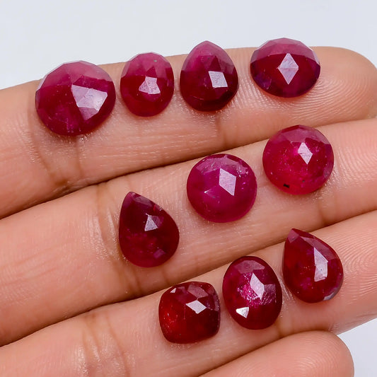 Thailand Pink Ruby Mix Shape Shape Faceted Loose Gemstone 10 Pcs Lot 32.5 Ct. 7X7 10X10 mm V-7717