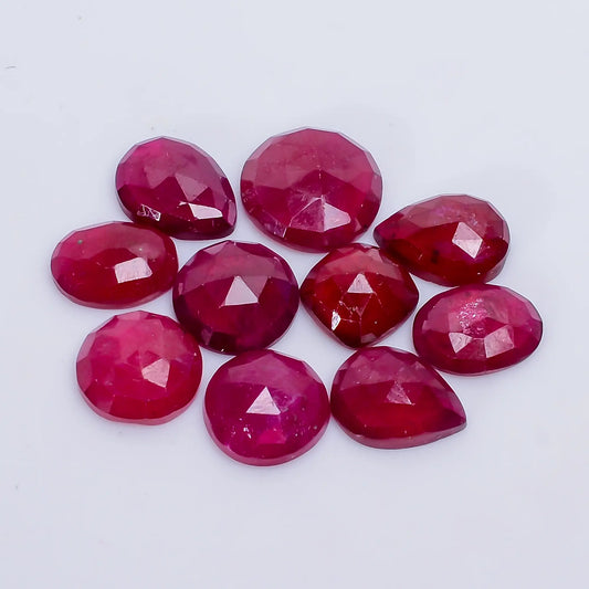 Thailand Pink Ruby Mix Shape Shape Faceted Loose Gemstone 10 Pcs Lot 32.5 Ct. 7X7 10X10 mm V-7717