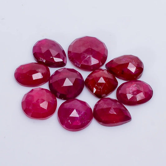 Incredible Top Grade Quality Thailand Pink Ruby Mix Shape Faceted Loose Gemstone 10 Pcs Lot For Making Jewelry 32.5 Ct 7X7 10X10 mm V-7717