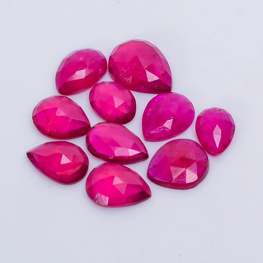 Marvellous Top Grade Quality Thailand Pink Ruby Pear Shape Faceted Loose Gemstone 10 Pcs Lot For Making Jewelry 17.5 Ct 6X4 9X7 mm V-7718