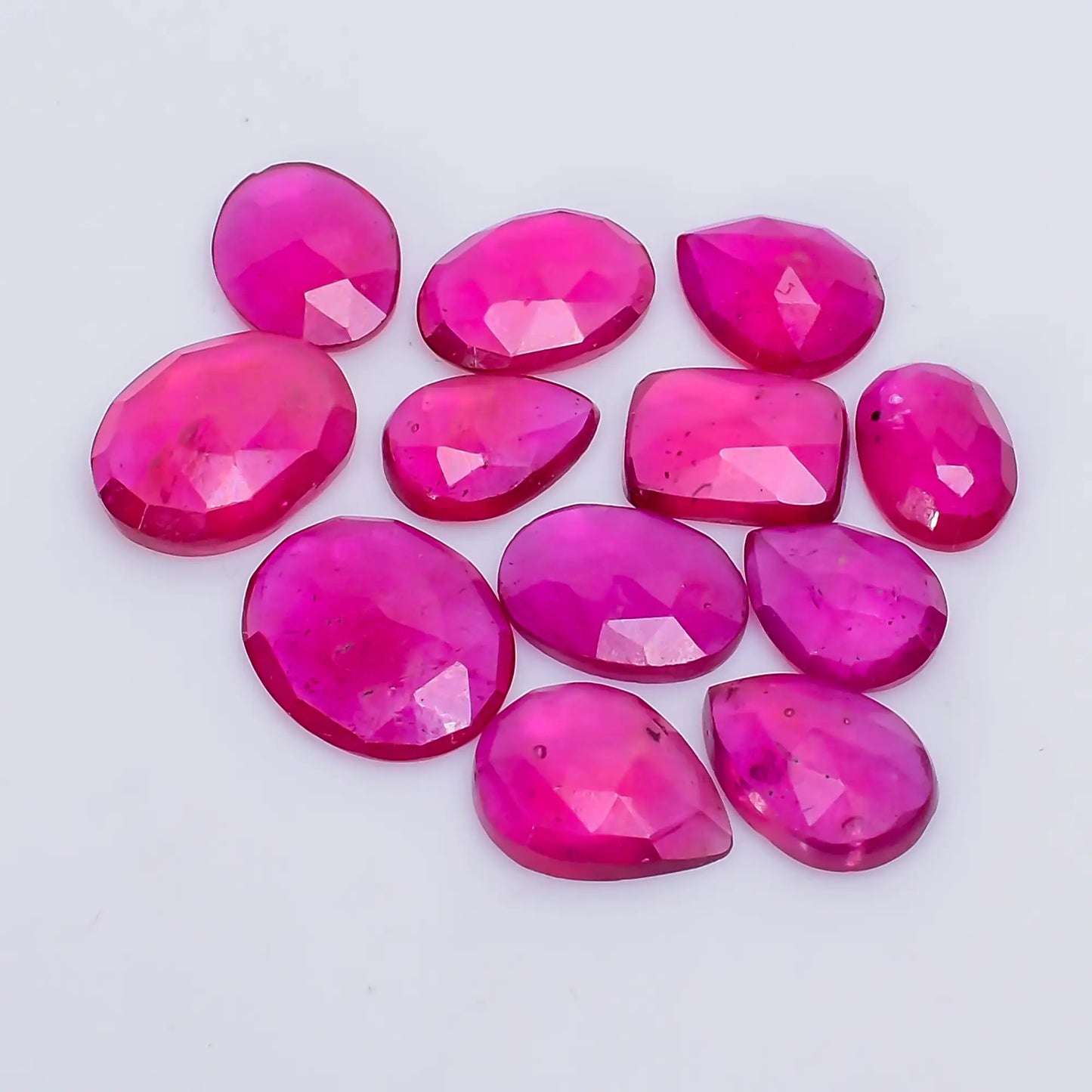 Mind Blowing Top Grade Quality Thailand Pink Ruby Mix Shape Faceted Loose Gemstone 12 Pcs Lot For Making Jewelry 21 Ct 7X5 9X8 mm V-7719