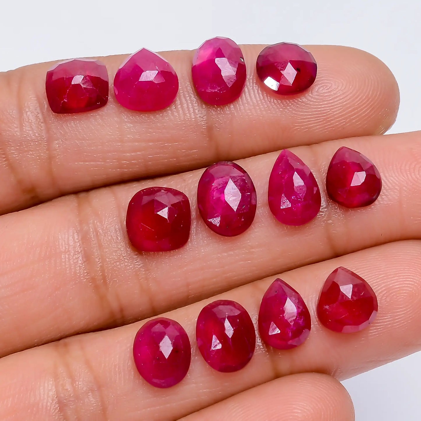 Outstanding Top Grade Quality Thailand Pink Ruby Mix Shape Faceted Loose Gemstone 12 Pcs Lot For Making Jewelry 22 Ct. 7X5 8X6 mm V-7720