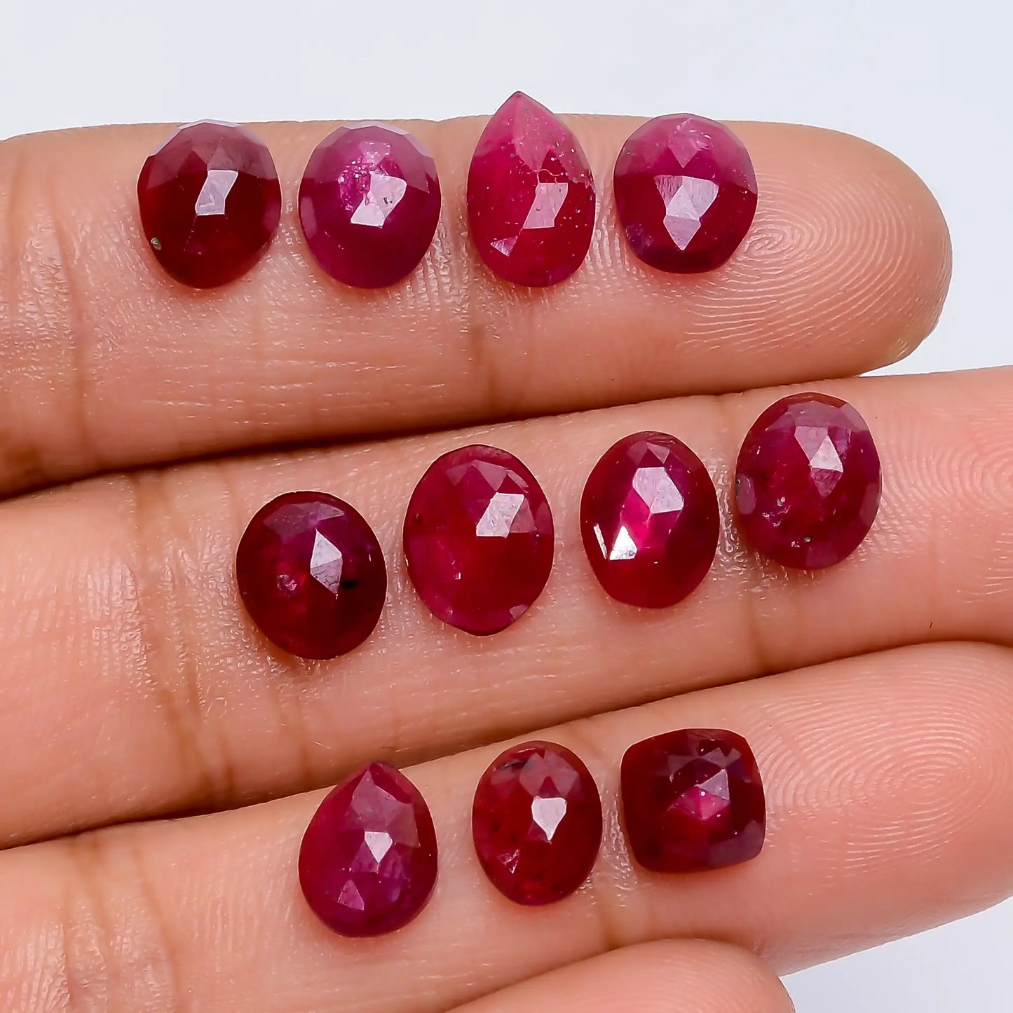 Marvellous Top Grade Quality Thailand Pink Ruby Mix Shape Faceted Loose Gemstone 11 Pcs Lot For Making Jewelry 20.5 Ct 5X5 9X5 mm V-7721