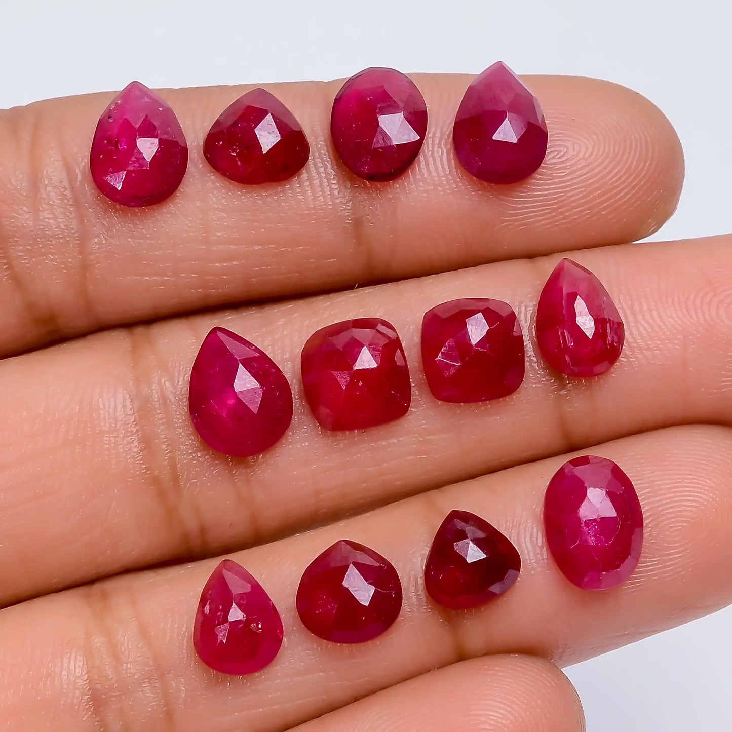 Mind Blowing Top Grade Quality Thailand Pink Ruby Mix Shape Faceted Loose Gemstone 12 Pcs Lot For Making Jewelry 20 Ct 5X5 8X5 mm V-7722