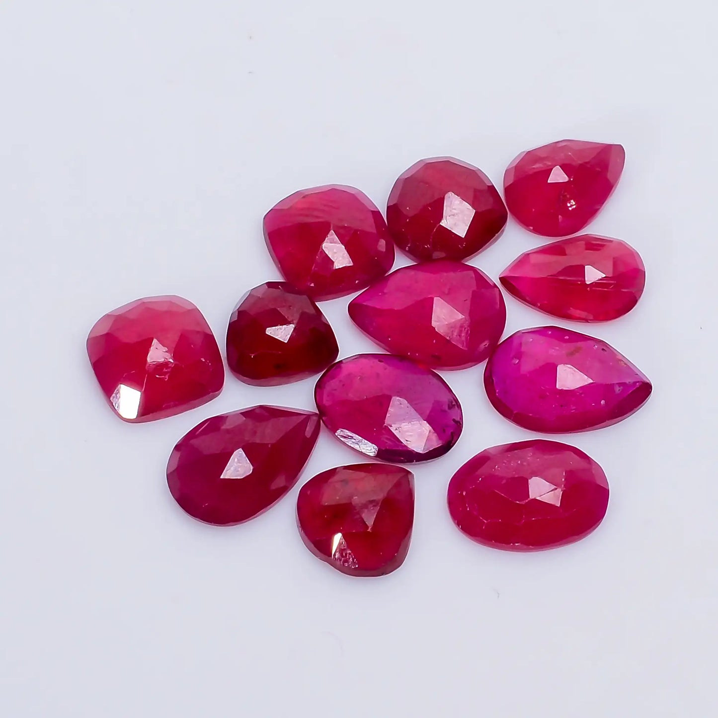 Mind Blowing Top Grade Quality Thailand Pink Ruby Mix Shape Faceted Loose Gemstone 12 Pcs Lot For Making Jewelry 20 Ct 5X5 8X5 mm V-7722