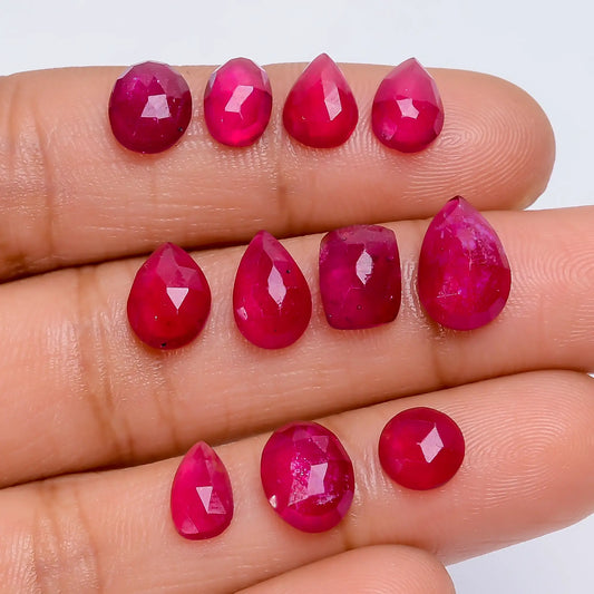 Thailand Pink Ruby Mix Shape Shape Faceted Loose Gemstone 11 Pcs Lot 20.5 Ct. 7X5 10X6 mm V-7723