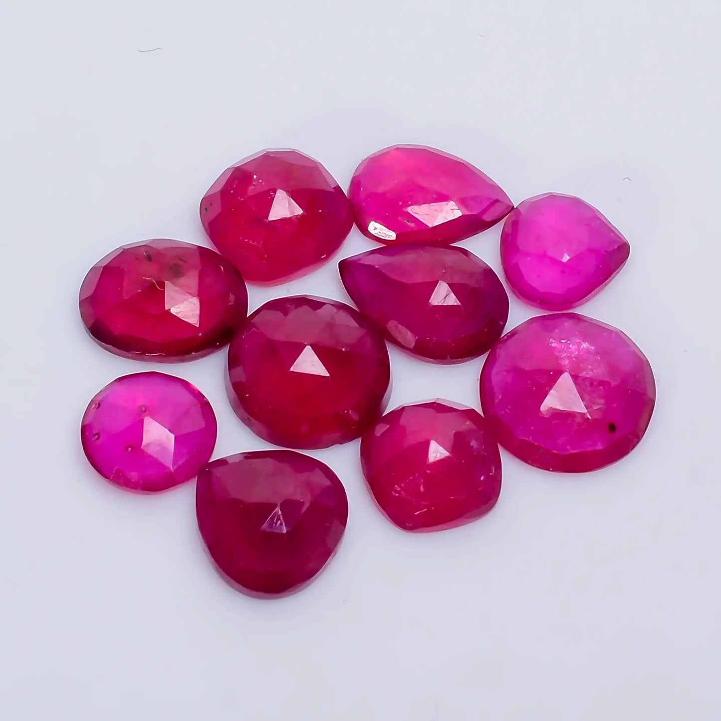 Splendid Top Grade Quality Thailand Pink Ruby Mix Shape Faceted Loose Gemstone 10 Pcs Lot For Making Jewelry 25.5 Ct. 6X6 9X9 mm V-7724