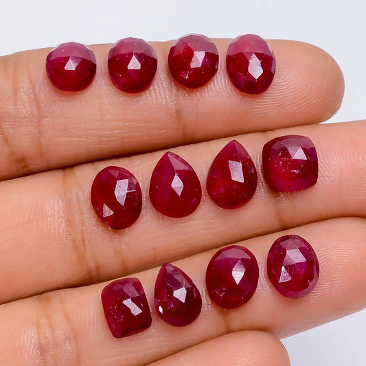 Thailand Pink Ruby Mix Shape Shape Faceted Loose Gemstone 12 Pcs Lot 24.5 Ct. 7X6 8X6 mm V-7725