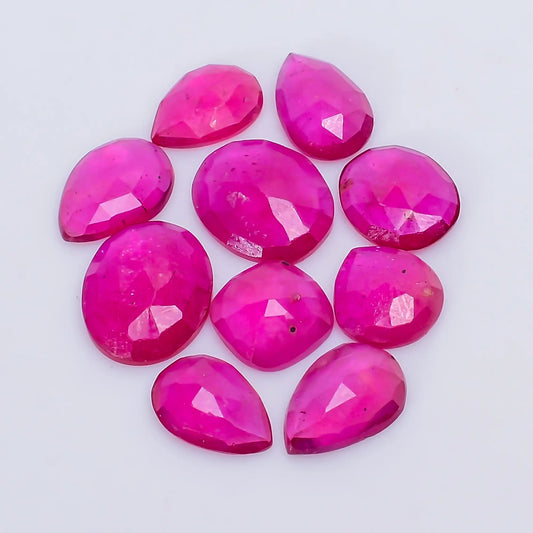 Stunning Top Grade Quality Thailand Pink Ruby Mix Shape Faceted Loose Gemstone 10 Pcs Lot For Making Jewelry 14 Ct. 6X5 9X7 mm V-7726