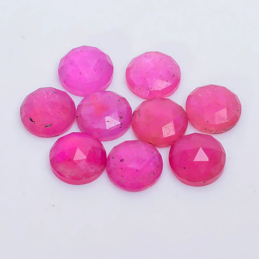 Supreme Top Grade Quality Thailand Pink Ruby Round Shape Faceted Loose Gemstone 9 Pcs Lot For Making Jewelry 22.5 Ct. 7X7X2 mm V-7727