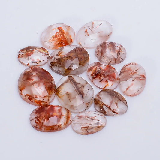 Tempting Top Grade Quality 100% Natural Copper Rutile Quartz Faceted Loose Gemstone 12 Pcs Lot For Making Jewelry 36 Ct 10X6 13X11 mm V-7728