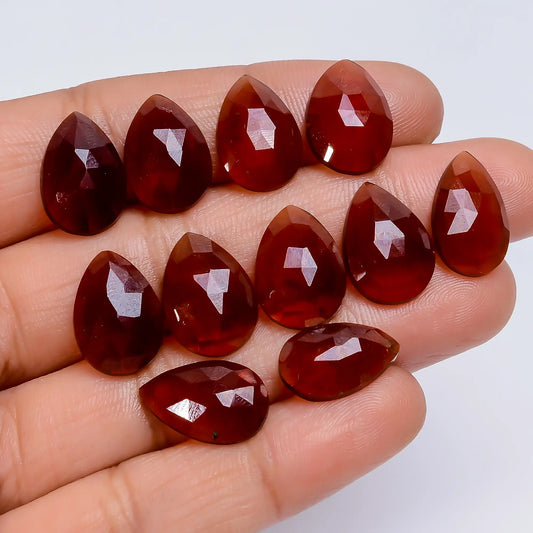 Attractive Top Grade Quality 100% Natural Hessonite Garnet Pear Faceted Gemstone 11 Pcs Lot For Making Jewelry 66.5 Ct. 14X8 14X10 mm V-7733