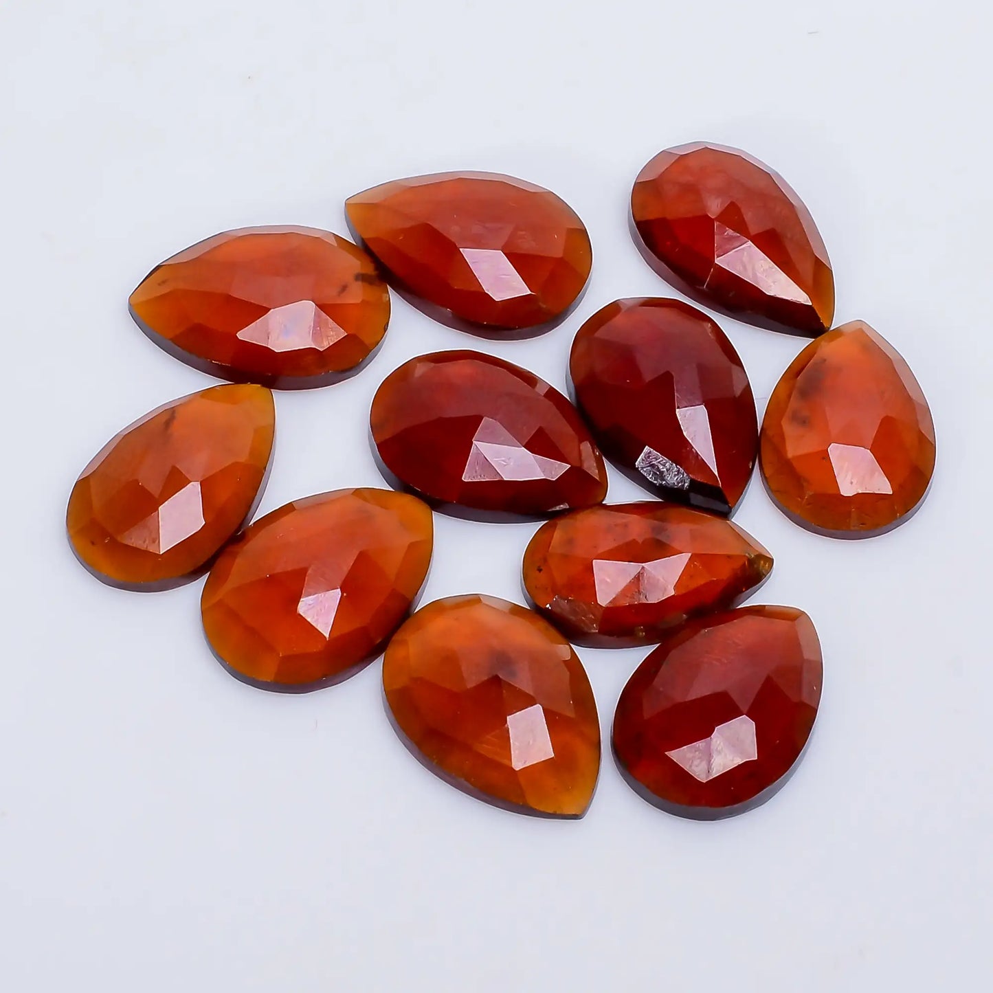 Attractive Top Grade Quality 100% Natural Hessonite Garnet Pear Faceted Gemstone 11 Pcs Lot For Making Jewelry 66.5 Ct. 14X8 14X10 mm V-7733