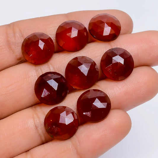 Awesome Top Grade Quality 100% Natural Hessonite Garnet Round Shape Faceted Gemstone 8 Pcs Lot For Making Jewelry 49 Ct. 11X11X3 mm V-7734