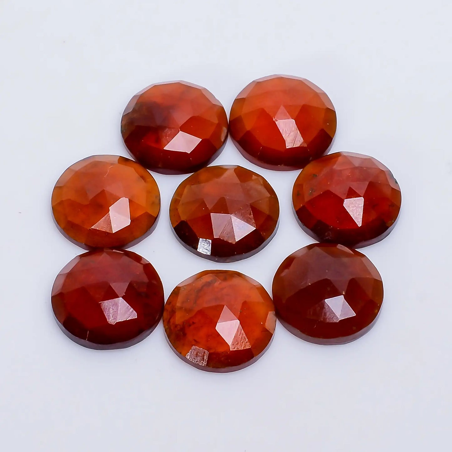 Awesome Top Grade Quality 100% Natural Hessonite Garnet Round Shape Faceted Gemstone 8 Pcs Lot For Making Jewelry 49 Ct. 11X11X3 mm V-7734