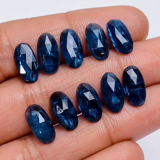 Gorgeous Top Grade Quality 100% Natural Neon Blue Kyanite Oval Shape Faceted Gemstone 10 Pcs Lot For Making Jewelry 22.5 Ct 11X5X2 mm V-7743