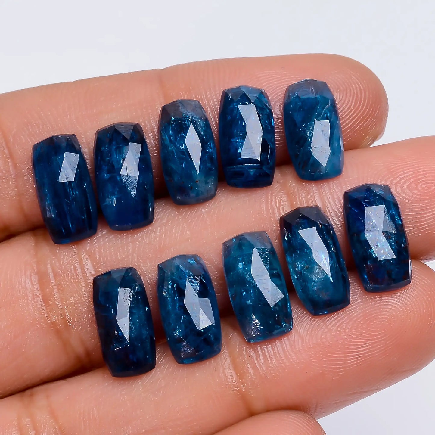 Immaculate Top Grade Quality 100% Natural Neon Blue Kyanite Radiant Faceted Gemstone 10 Pcs Lot For Making Jewelry 27 Ct. 11X5X2 mm V-7744