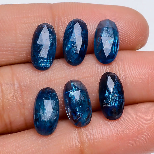 Incredible Top Grade Quality 100% Natural Neon Blue Kyanite Oval Shape Faceted Gemstone 6 Pcs Lot For Making Jewelry 12.5 Ct 11X5X1 mm V-7745