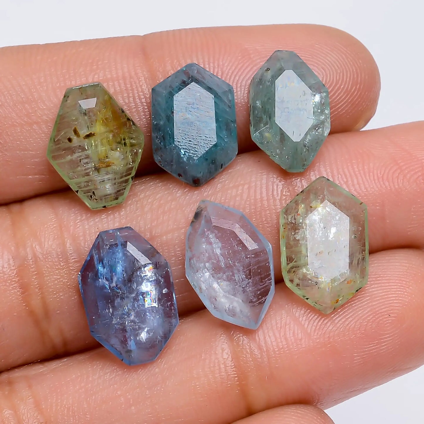 Marvellous Top Grade Quality 100% Natural Multi Kyanite Fancy Faceted Gemstone 6 Pcs Lot For Making Jewelry 24.5 Ct. 12X7 13X8 mm V-7746