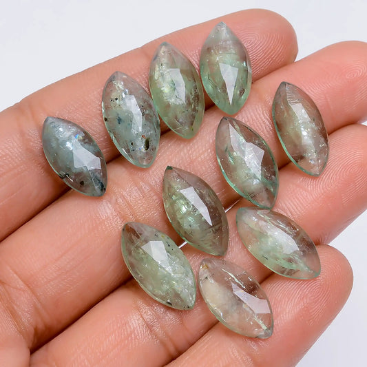 Mind Blowing Top Grade Quality 100% Natural Green Kyanite Marquise Shape Faceted Gemstone 10 Pcs Lot For Making Jewelry 41 Ct 15X7X3 mm V-7747