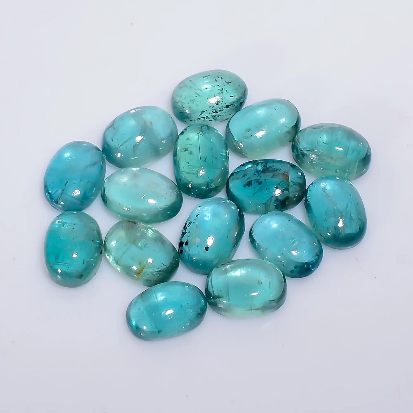 Mind Blowing Top Grade Quality 100% Natural Green Kyanite Oval Shape Cabochon Gemstone 15 Pcs Lot For Making Jewelry 18 Ct. 7X4X2 mm V-7750