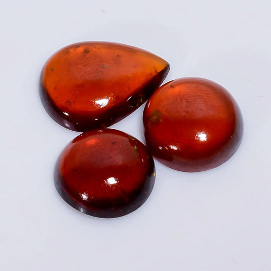 Splendid Top Grade Quality 100% Natural Hessonite Garnet Cabochon Loose Gemstone 3 Pcs For Making Jewelry 21 Ct. 11X11 15X11 mm V-7752