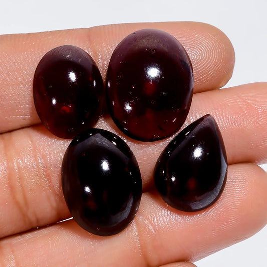 Superb Top Grade Quality 100% Natural Rhodolite Garnet Mix Shape Cabochon Loose Gemstone 4 Pcs For Making Jewelry 53 Ct 15X11 19X14 mm V-7753