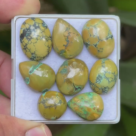 Tibetan Turquoise Mix Shape Cabcohons Flat Back Gemstones Lot, 13-20 mm T-07