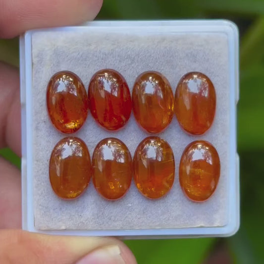 Orange Kyanite Oval Shape Cabochons Flat Back Gemstones Lot for jewelry making, 8X12 mm OK-01