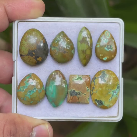 Tibetan Turquoise Mix Shape Cabcohons Flat Back Gemstones Lot, 16-23 mm T-11