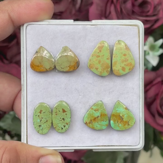 Turquoise Pairs Natural MixShape 12-18 mm Flat Back Cabochons for Jewelry Making.