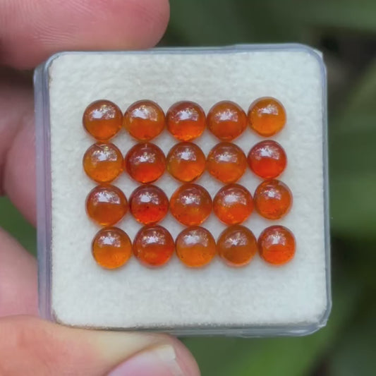 Orange Kyanite Round Shape Cabochons Flat Back Gemstones Lot for jewelry making, 5X5 mm OK-05