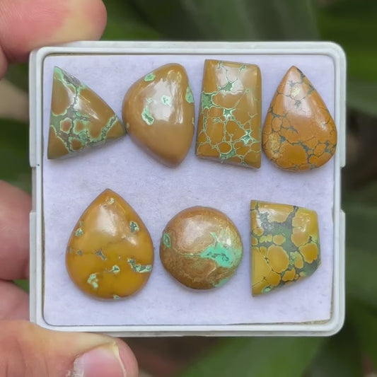 Tibetan Turquoise Mix Shape Cabcohons Flat Back Gemstones Lot, 16-23 mm T-12