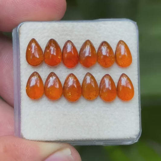 Orange Kyanite Pear Shape Cabochons Flat Back Gemstones Lot for jewelry making, 5X8 mm OK-06