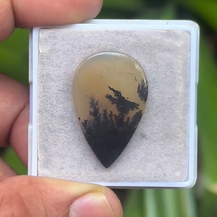 Scenic Agate Pear shape Cabochon Flat Back Gemstone 19x29 mm