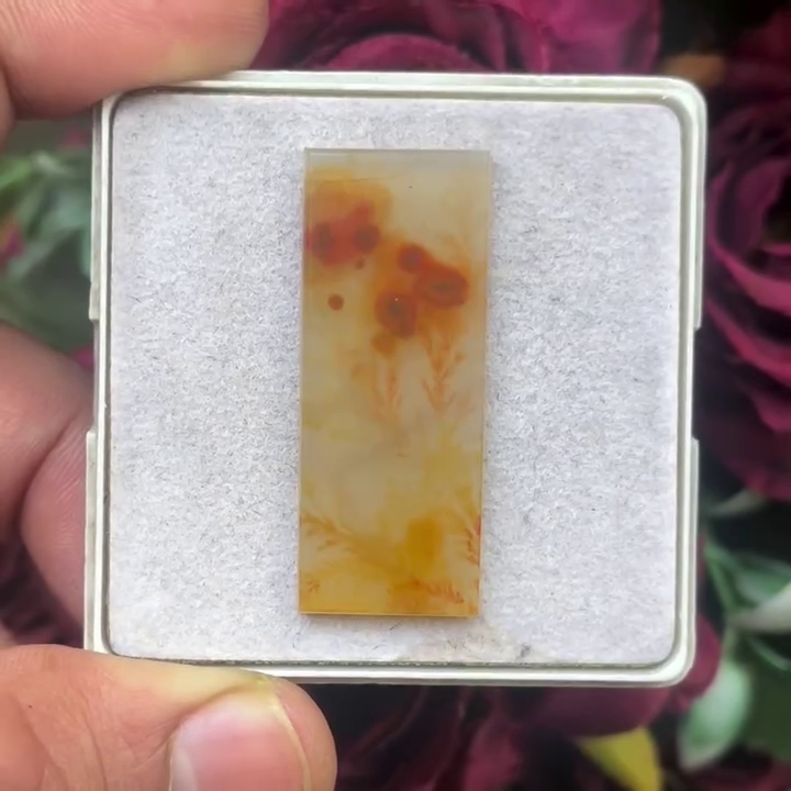 Scenic Agate Rectangle shape Cabochon Flat Back Gemstone 15X38 mm