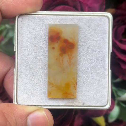 Scenic Agate Rectangle shape Cabochon Flat Back Gemstone 15X38 mm