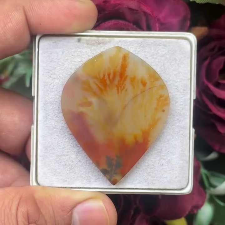 Scenic Agate Fancy shape Cabochon Flat Back Gemstone 33X42 mm
