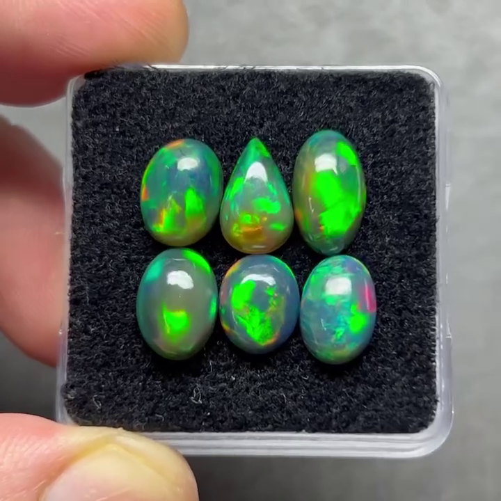 Black Ethiopian Opal : Flat Back Mix Shape Rosecut Gemstone Lot, 8-10 mm BO-02