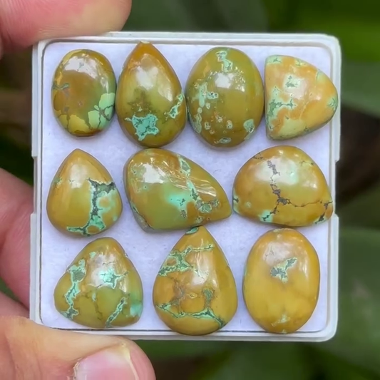 Tibetan Turquoise Mix Shape Cabcohons Flat Back Gemstones Lot, 14-18 mm T-06