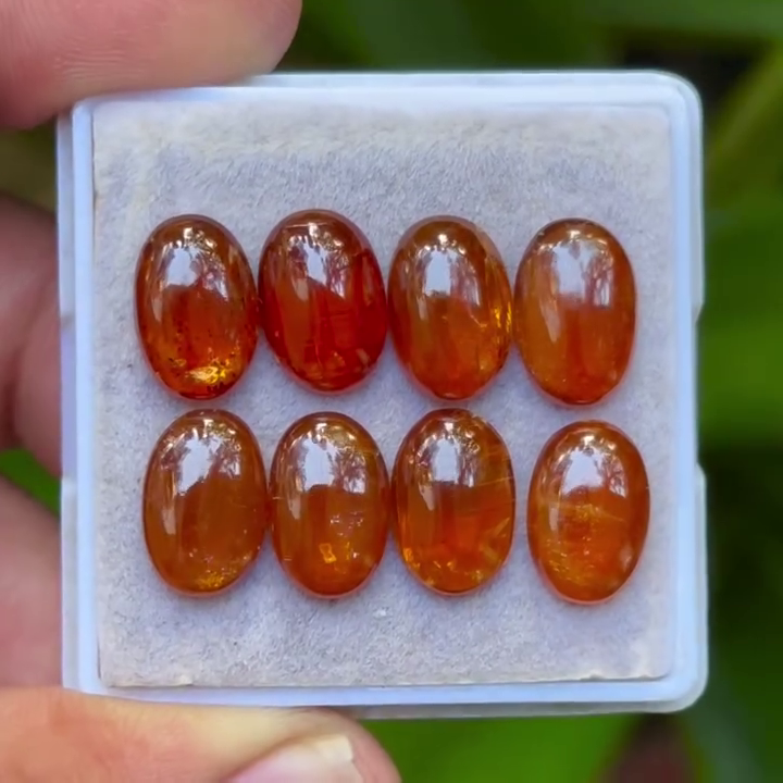 Orange Kyanite Oval Shape Cabochons Flat Back Gemstones Lot for jewelry making, 8X12 mm OK-01