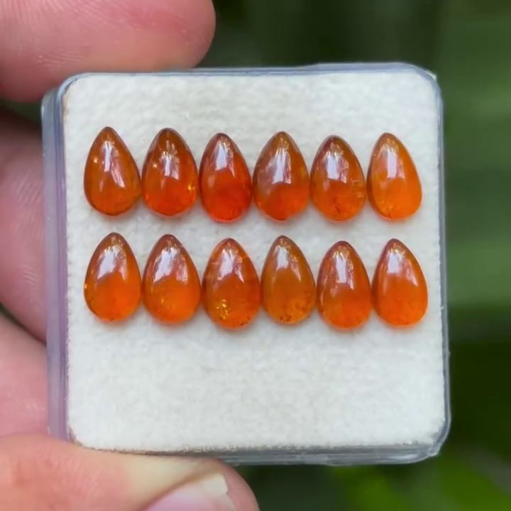 Orange Kyanite Pear Shape Cabochons Flat Back Gemstones Lot for jewelry making, 5X8 mm OK-06